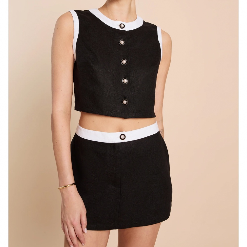 Reformation Roxy Linen Two Piece Set | Top + Mini Skirt